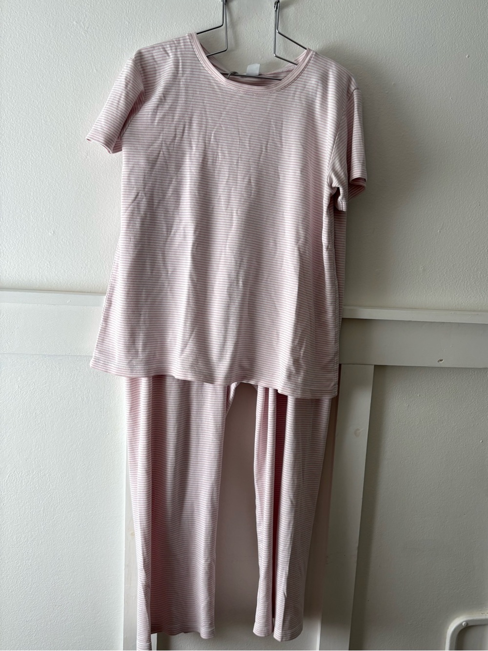 Lake Women's Pajama Set Size Small White/Pink Stripes Short Sleeve Pima Cotton - Picture 2 of 8